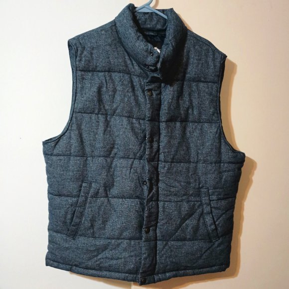 NWT ~ Men's Banana Republic Factory Blue Heather Quilted Vest (Size: XL) - Picture 1 of 2